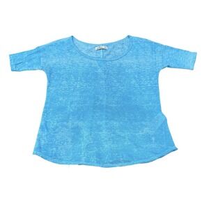 Hollister Womens Blue Burnout Scoop Neck Short Sleeve Casual Top Medium Y2K